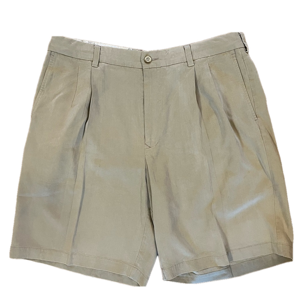 Tommy Bahama Men’s Pleated Silk Bamboo Rayon Blend Chino Shorts Khaki Tan 36